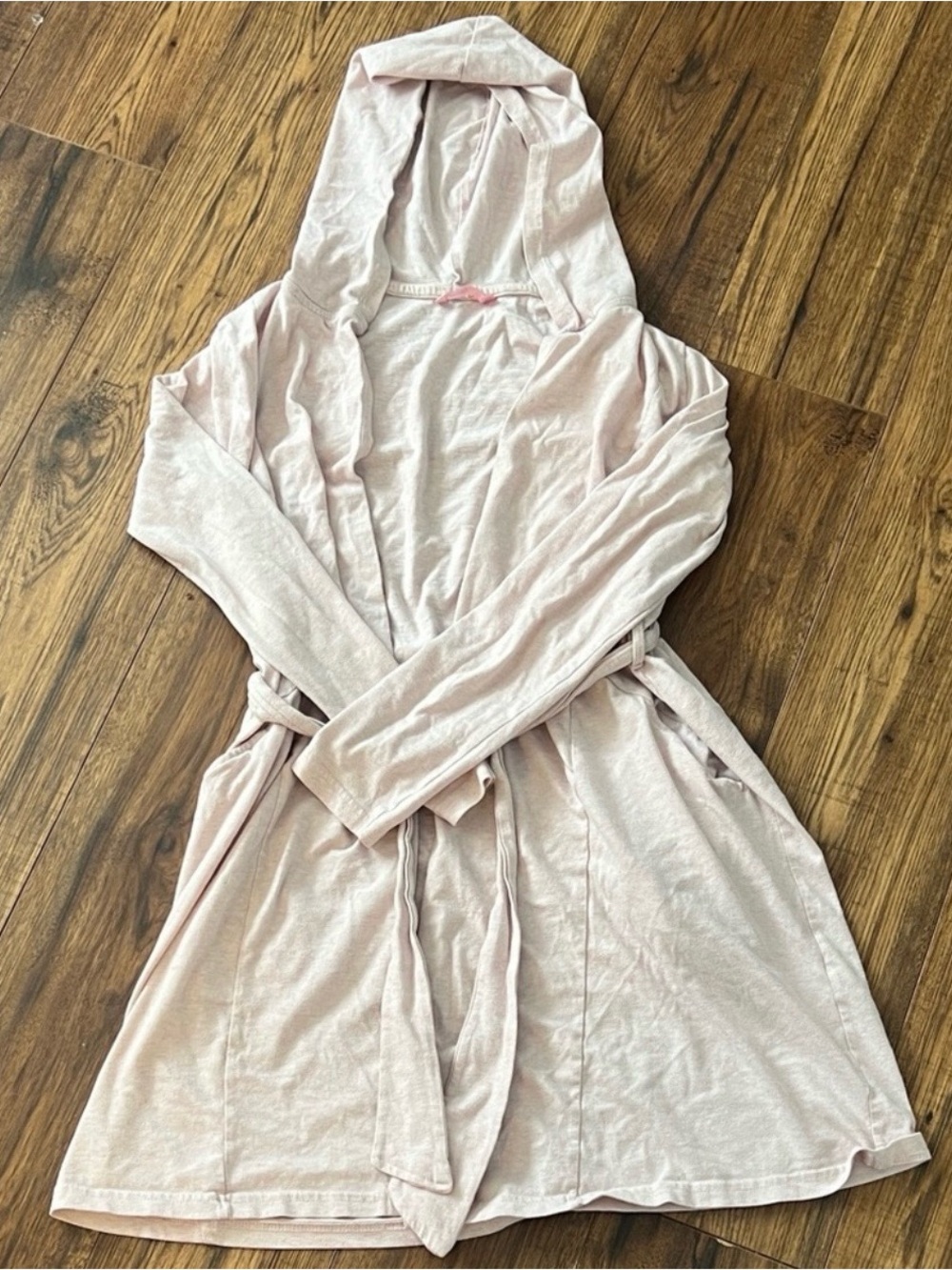 Light Pink Hooded Jersey Housecoat